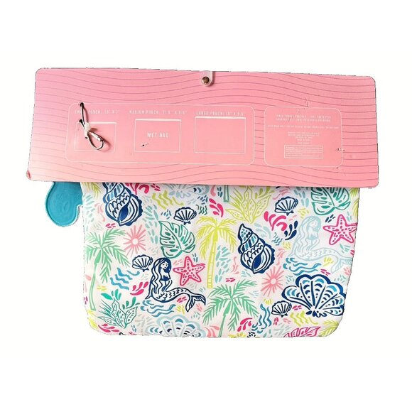 WONDERING MOON 3-Pc Travel Pouch Set Luggage Tag Seashell Mermaid Palms TRAVELER - Picture 3 of 4